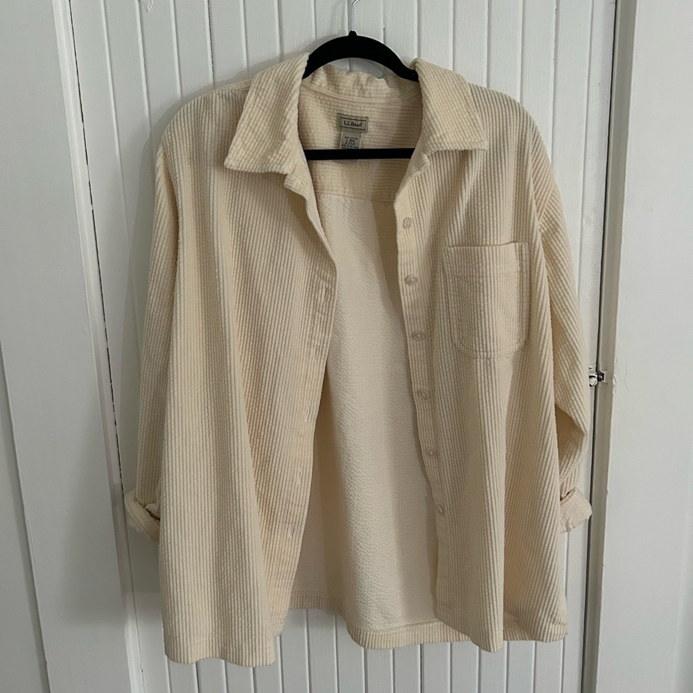 LL bean cream colored corduroy button down, women’s large